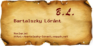 Bartalszky Lóránt névjegykártya